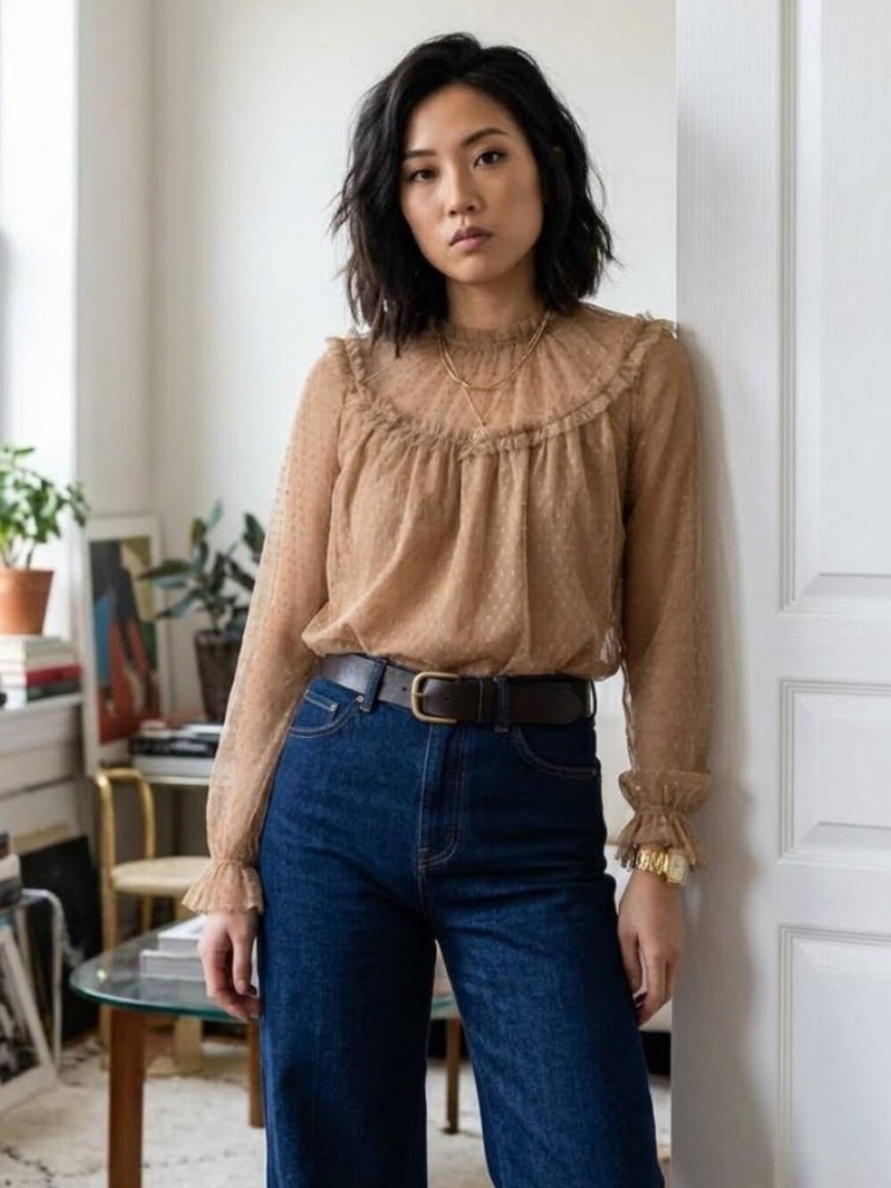 J.CREW | Sheer Ruffle Swiss Dot Blouse